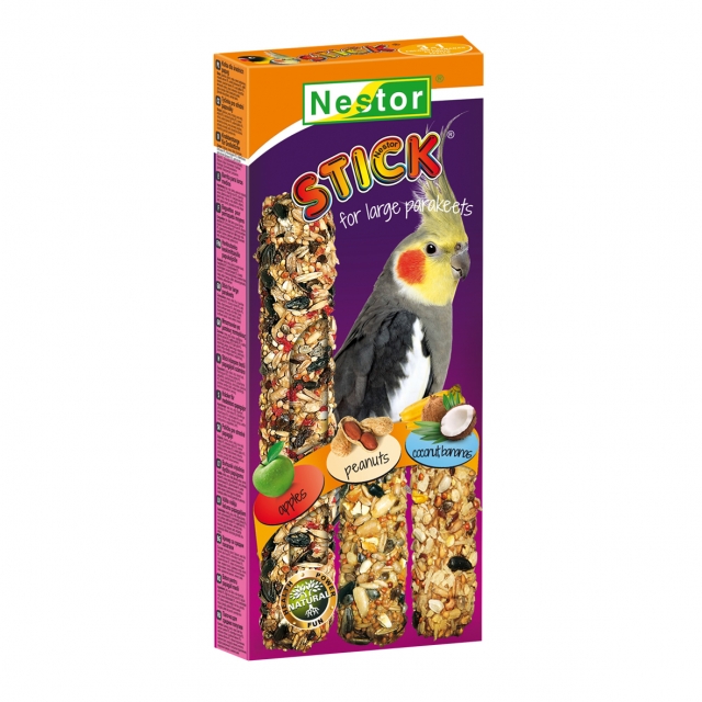 Classic Sticks  3 in 1  for large parakeets apples, peanuts, coconut & bananas